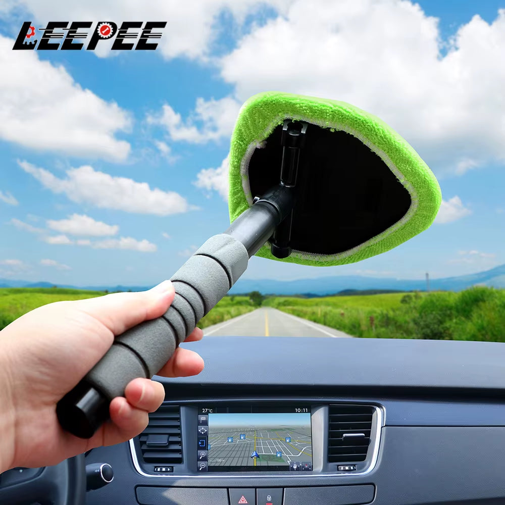 Telescopic Car Window Cleaner – Microfiber Mist Eliminator & Windshield Scraping Brush