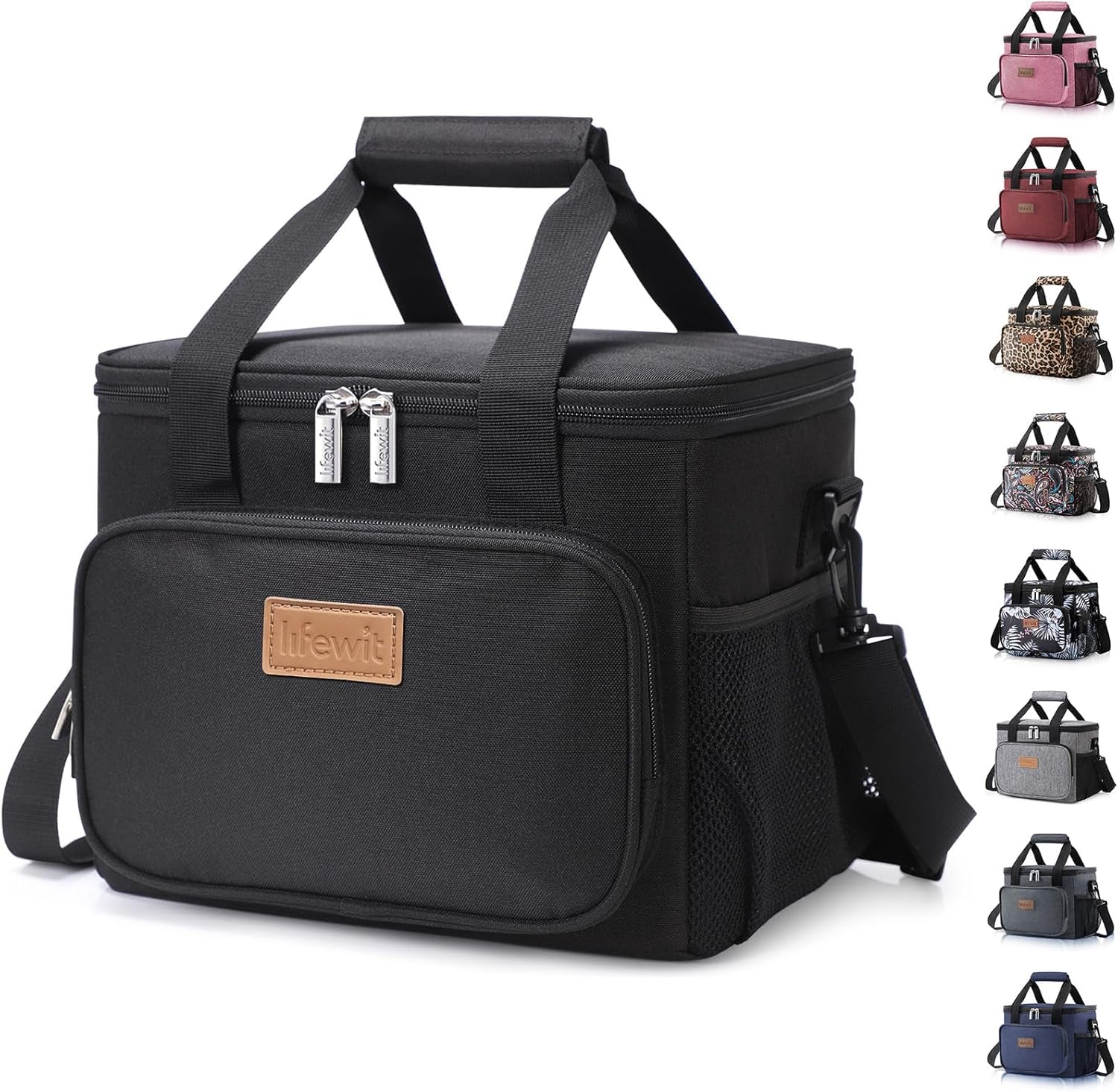 15L Insulated Cooler Lunch Bag – Fits 24 Cans, Leakproof & Portable for Work, School, Beach, Picnic – Black