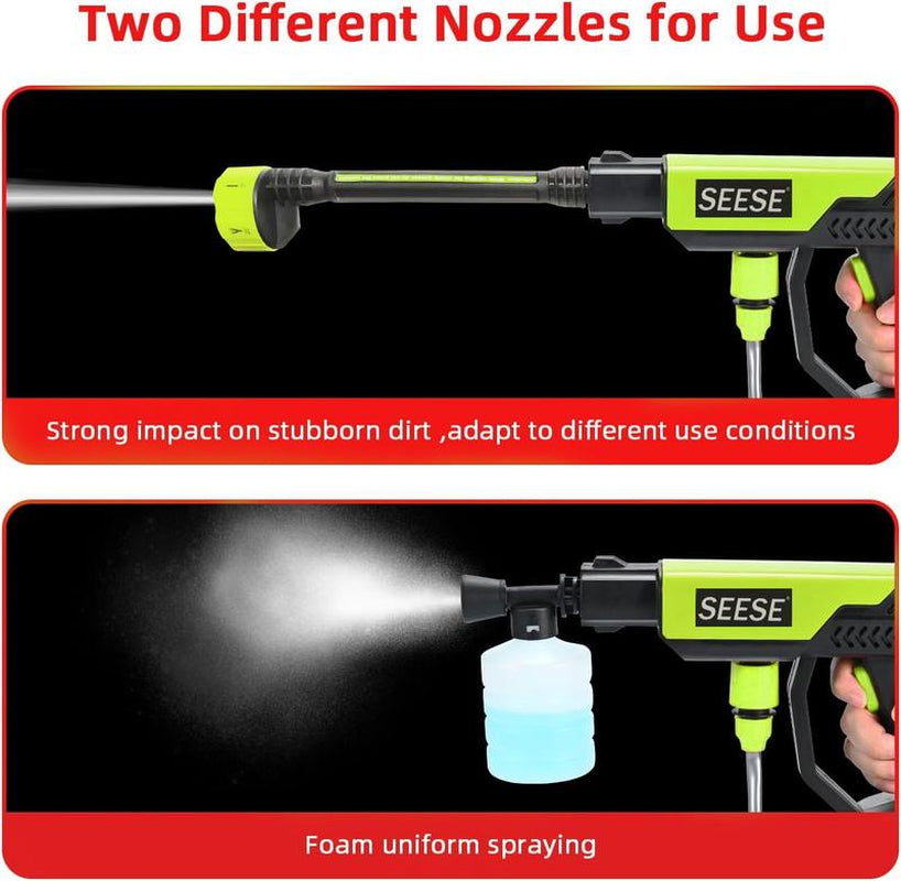 SEESE Cordless Pressure Washer – Portable Bottle-Compatible Power Cleaner with Single Port Charger Base for Car, Home & Garden Use