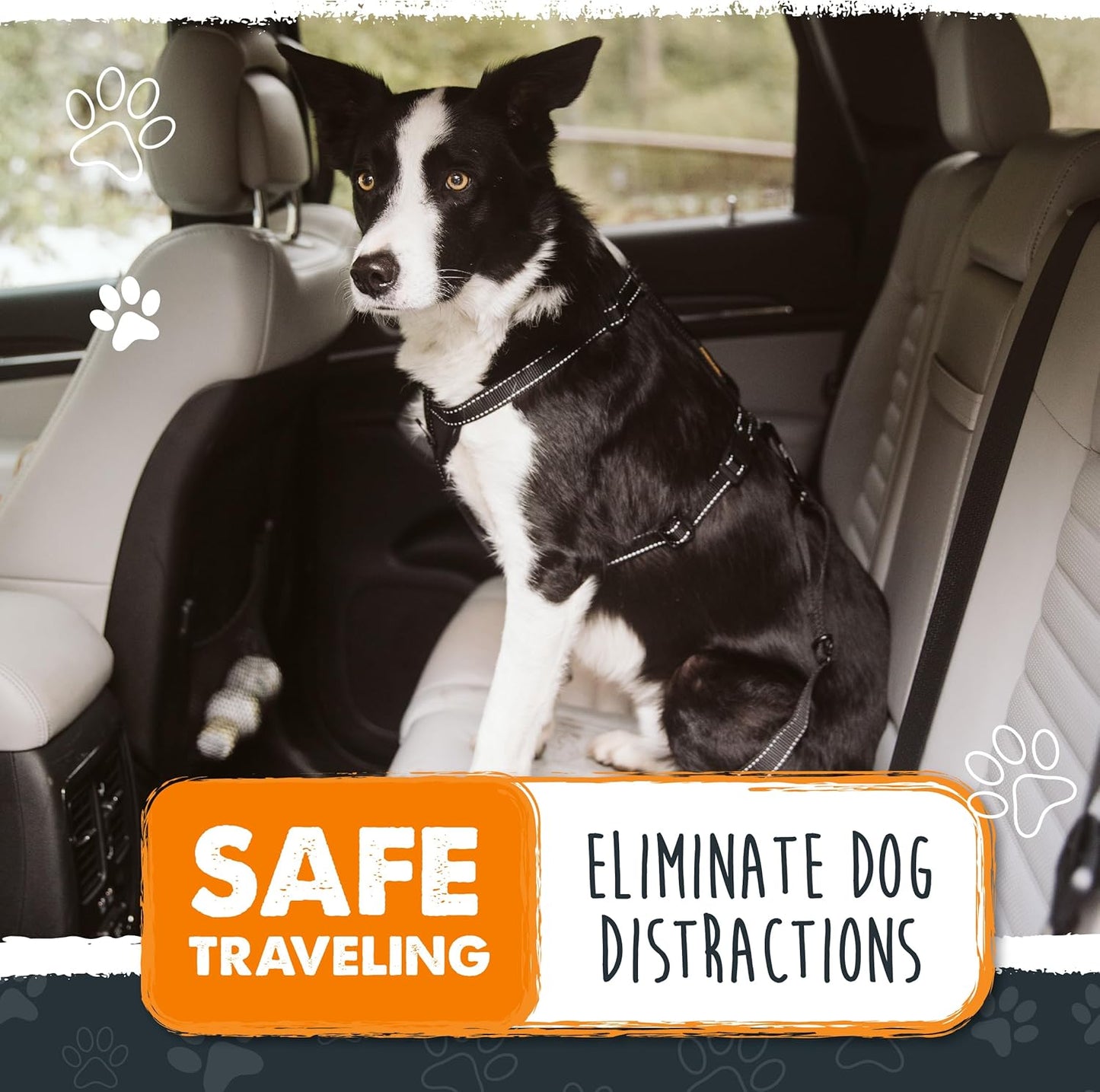 Dog Car Seat Belt – Universal Pet Safety Harness with Adjustable Strap, All-Metal Hardware & Human-Grade Seatbelt Material (Black)