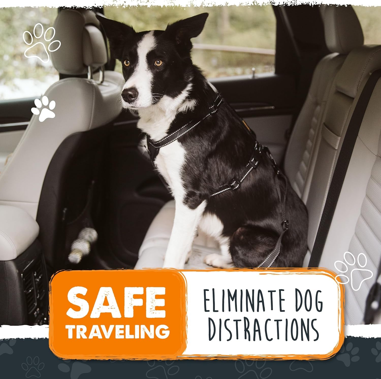 Dog Car Seat Belt – Universal Pet Safety Harness with Adjustable Strap, All-Metal Hardware & Human-Grade Seatbelt Material (Black)