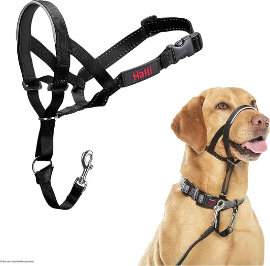 HALTI Headcollar Size 3 Black – UK’s Bestselling Anti-Pull Dog Harness with Padded Noseband, Adjustable Fit & Reflective Strips for Medium Dogs