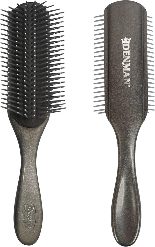 D4 Silver 9-Row Curly Hair Styling Brush – Professional Detangling & Curl Defining Brush for Long Hair, Women & Men