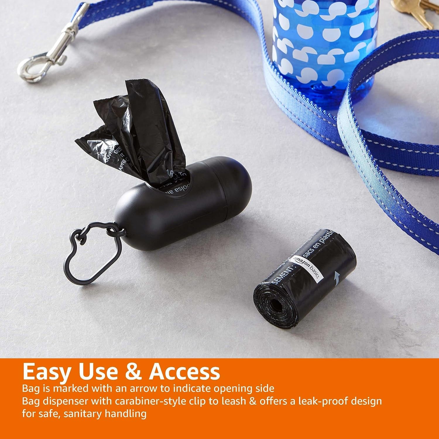 Dog Waste Bags with Dispenser & Leash Clip – 300 Unscented Leak-Proof Poop Bags (20 Rolls of 15), Portable & Eco-Friendly