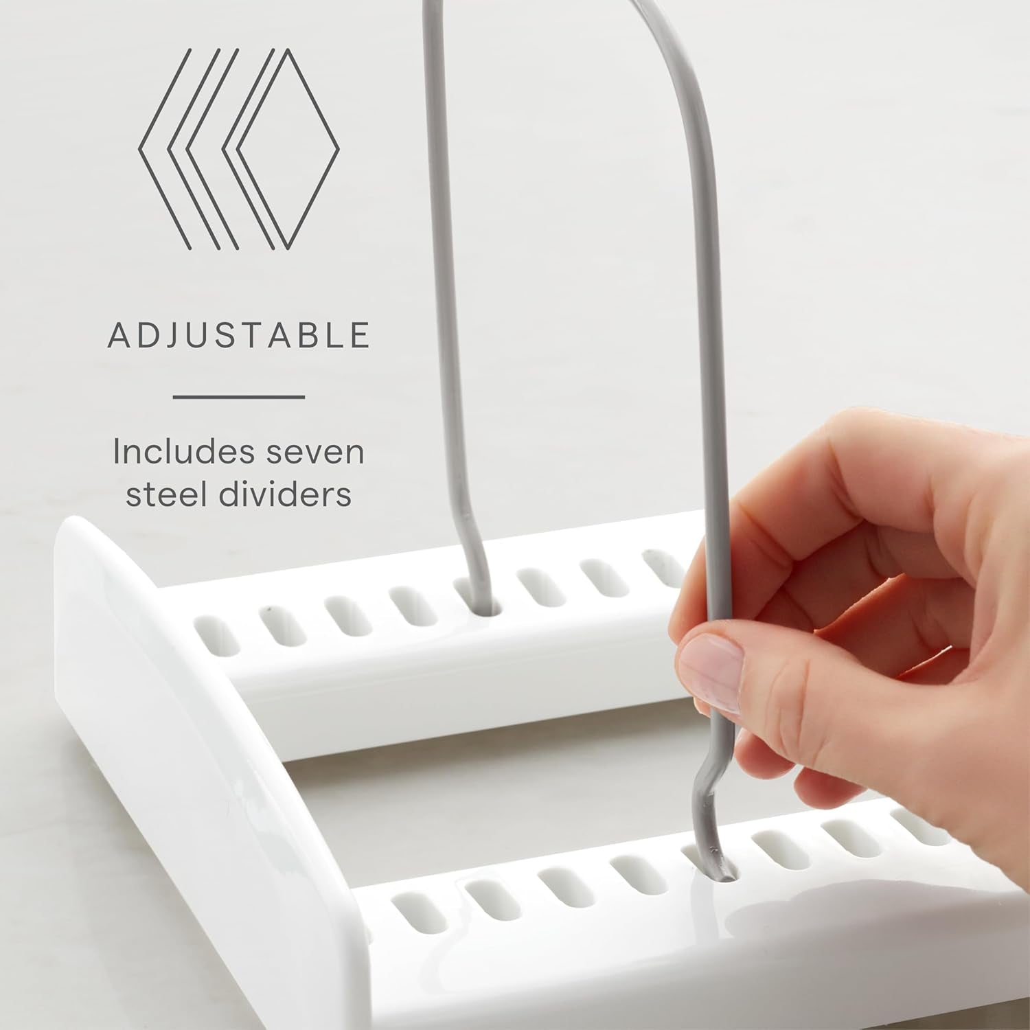 Storemore Adjustable Bakeware Rack – White Kitchen Organizer for Cookie Sheets, Baking Pans & Trays, Standard Size for Cupboard & Pantry Storage
