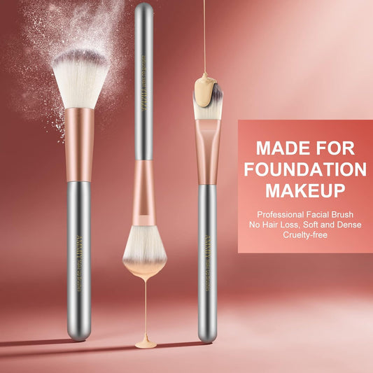 18-Piece Professional Makeup Brush Set – Premium Synthetic Brushes for Foundation, Powder, Blush, Eyeshadow & Eyeliner with PU Leather Travel Bag