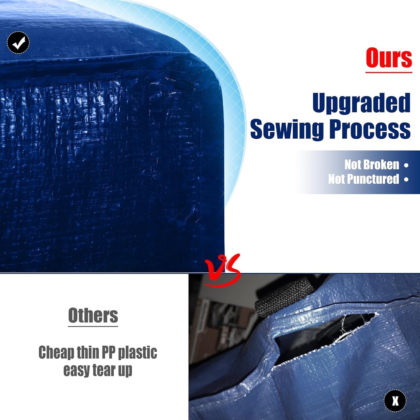 4-Pack Extra Large Moving Bags with Backpack Straps – Heavy Duty Foldable Storage Totes with Strong Zippers & Handles, Space-Saving Alternative to Boxes (X-Large, Blue)