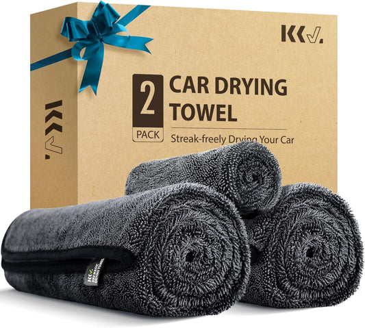 2-Pack Extra Large Microfiber Towels – 35"×24" Ultra Absorbent Car Drying Cloths for Trucks, Scratch-Free & Streak-Free Finish