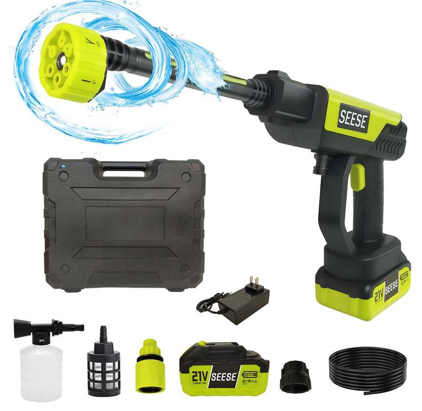SEESE Cordless Pressure Washer – Portable Bottle-Compatible Power Cleaner with Single Port Charger Base for Car, Home & Garden Use