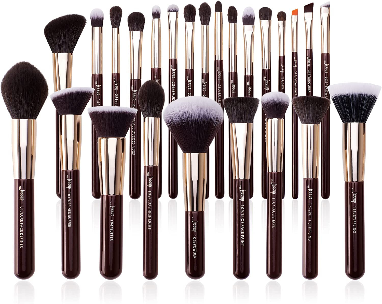T280 25-Piece Professional Makeup Brush Set – Premium Natural Bristles for Foundation, Eyeshadow, Blending, Concealer, Blush & Highlight with Labelled Handles