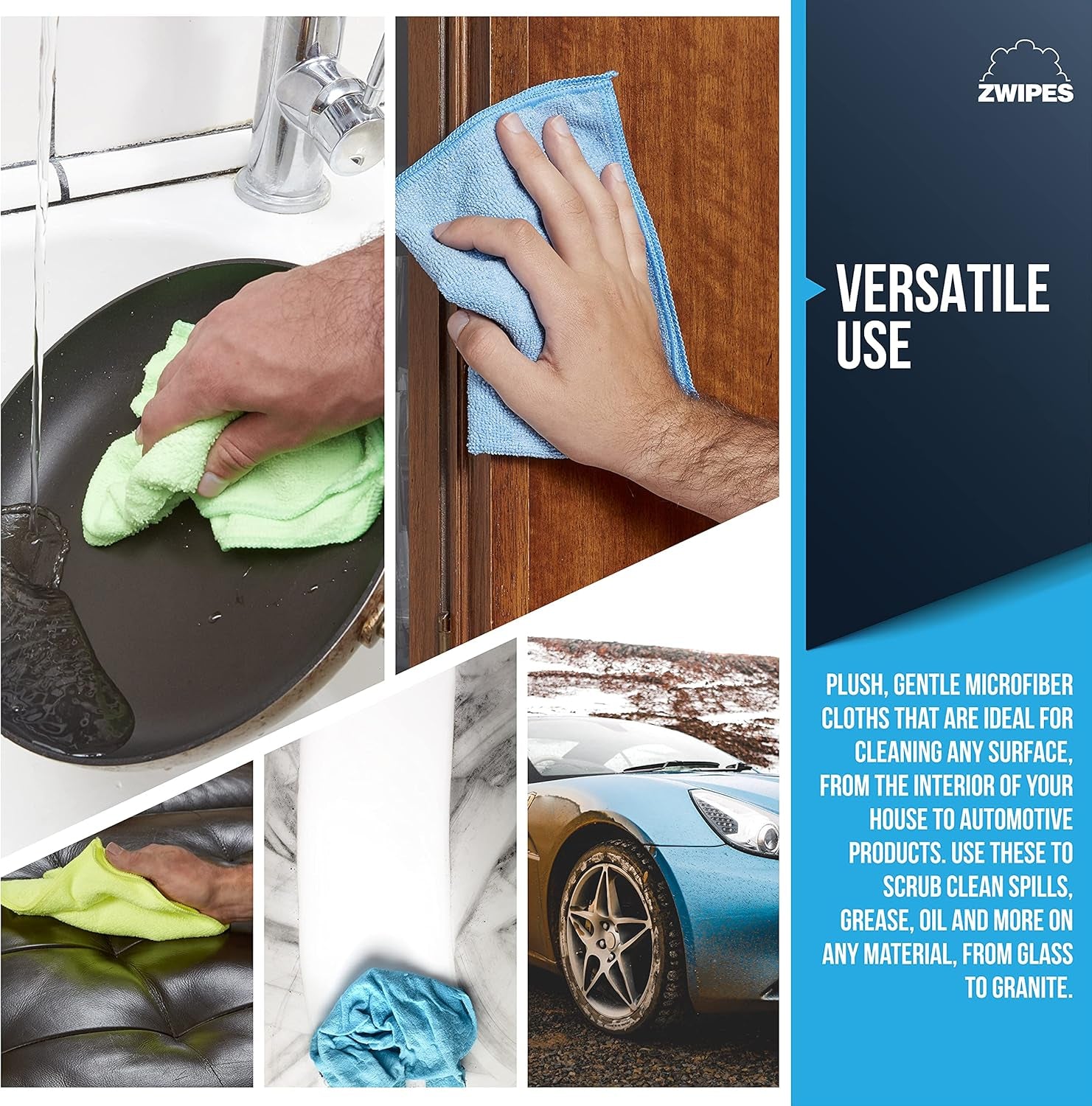 924 Microfiber Cleaning Cloths – 24 Pack Ultra-Soft, Reusable Cloths for Home, Car & Office Cleaning