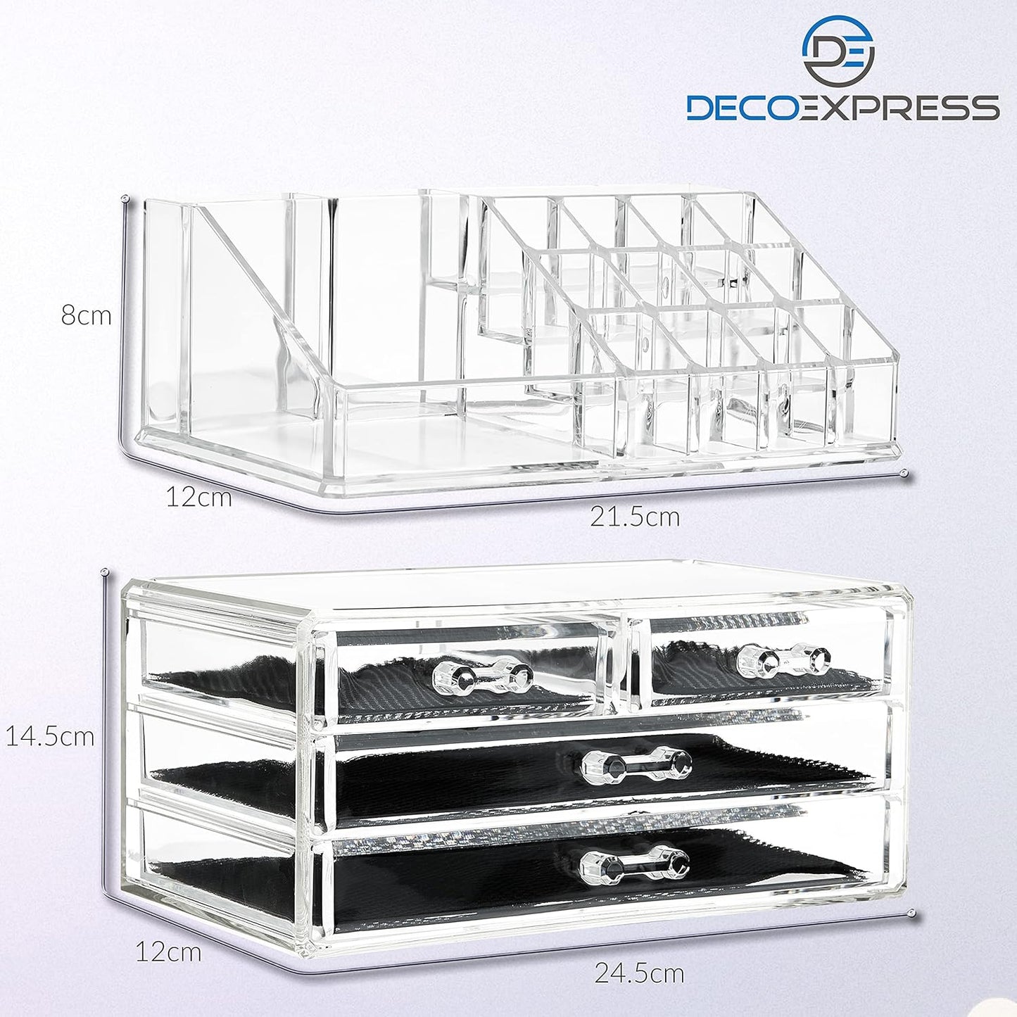 Clear Acrylic Makeup Organizer with 4 Drawers – 4-Tier Cosmetic Storage Box for Women & Teenagers (12 × 24 × 22 cm) – Skincare, Jewellery & Beauty Organizer for Bathroom or Dressing Table