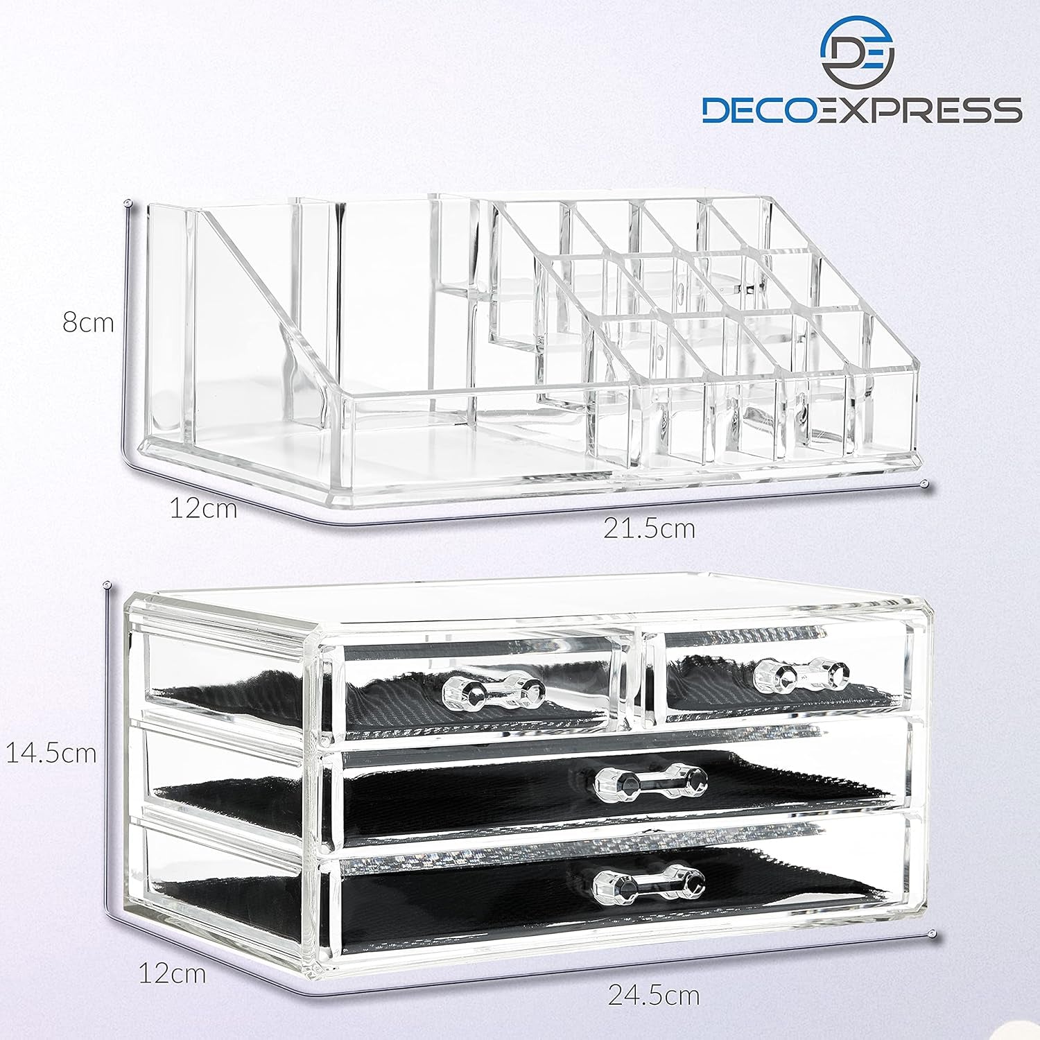 Clear Acrylic Makeup Organizer with 4 Drawers – 4-Tier Cosmetic Storage Box for Women & Teenagers (12 × 24 × 22 cm) – Skincare, Jewellery & Beauty Organizer for Bathroom or Dressing Table