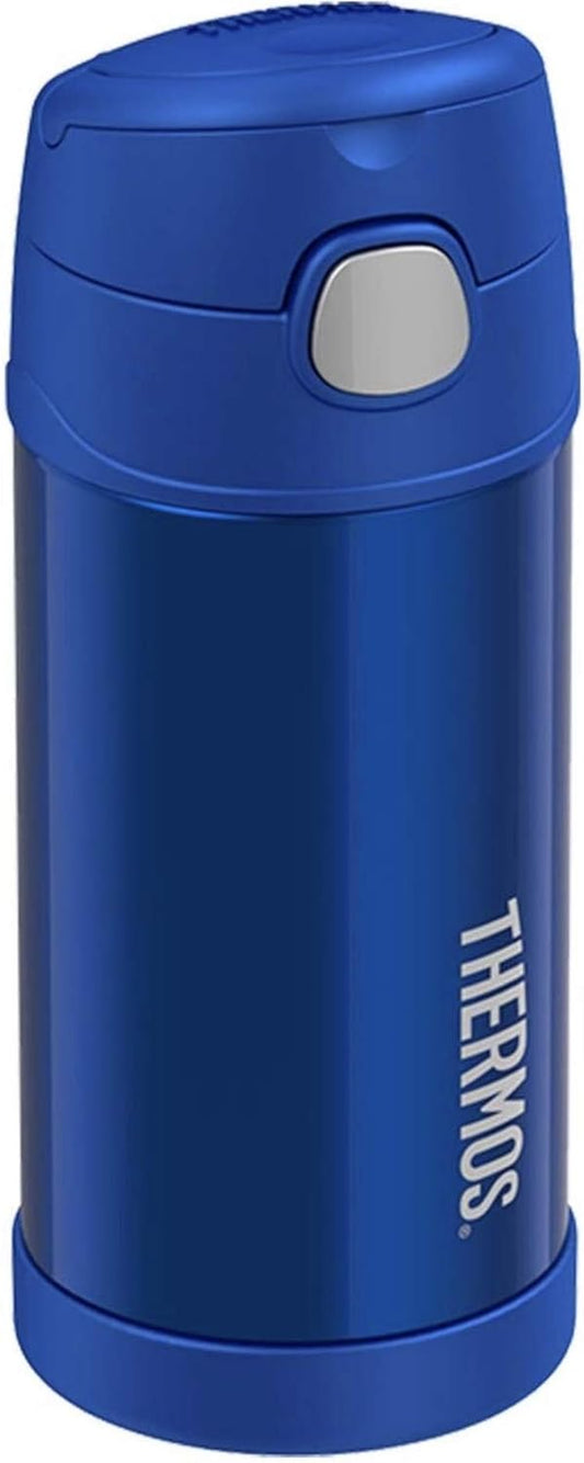 Thermos Funtainer 12-Ounce Bottle – Vacuum Insulated Stainless Steel Kids Water Bottle with Straw, Blue