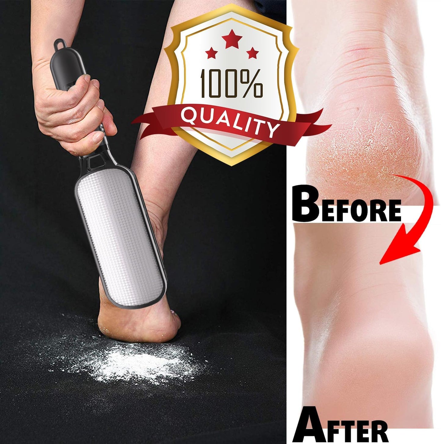 2-in-1 Foot File Scraper – Double-Sided Metal Callus Remover Pedicure Tool for Hard Skin, 1-Pack