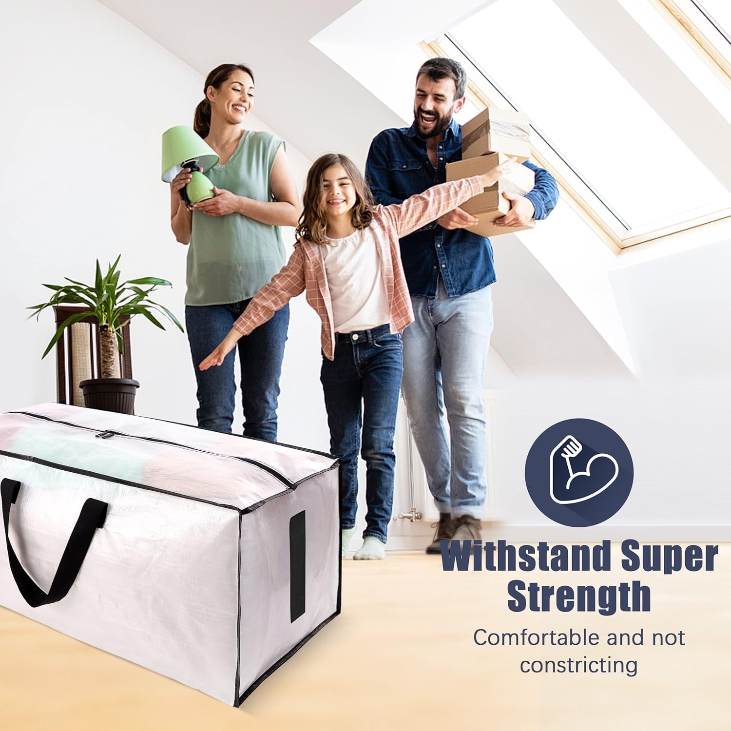 8-Pack Large Clear Moving Bags – Heavy Duty Water-Resistant Storage Totes with Zippers & Handles, Foldable Space-Saving Alternative to Boxes
