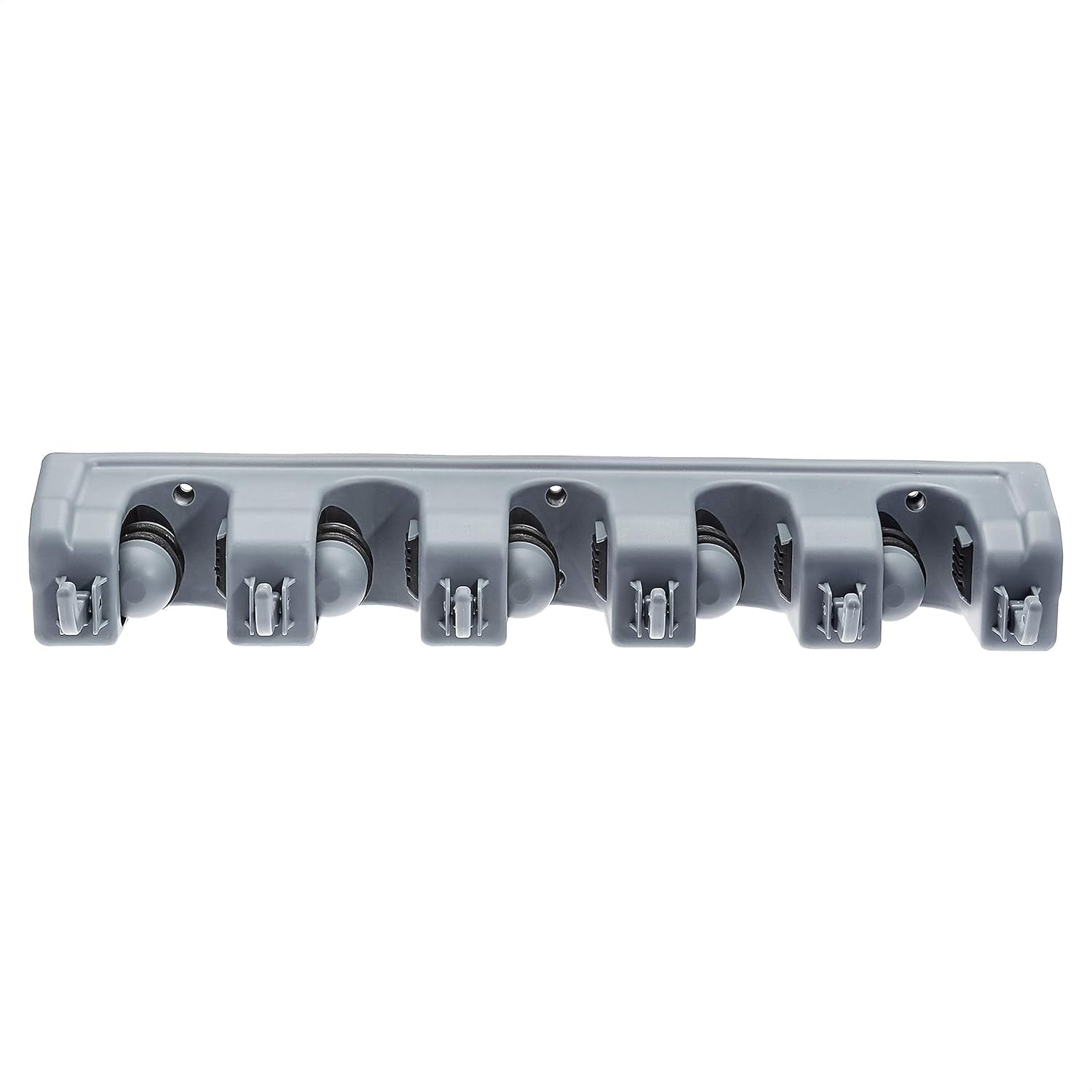 Wall Mount Broom Holder & Garden Tool Organizer – 5 Slot 6 Hook Rack, Heavy-Duty Storage, 43×8.5×6.2cm, Gray