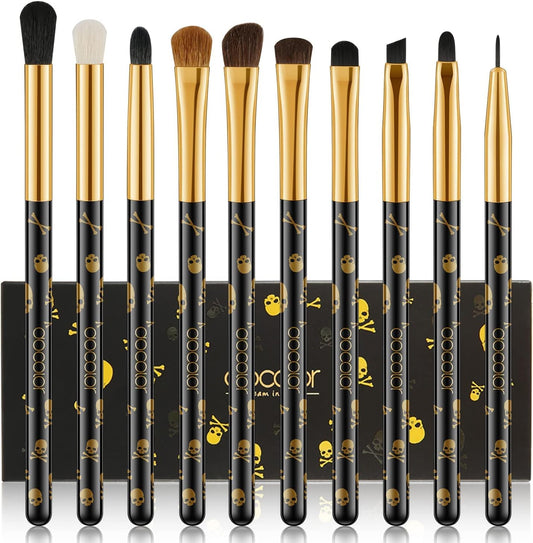 10-Piece Eye Makeup Brush Set – Professional Eyeshadow, Eyeliner & Brow Brushes with Soft Synthetic Bristles & Real Wood Handles