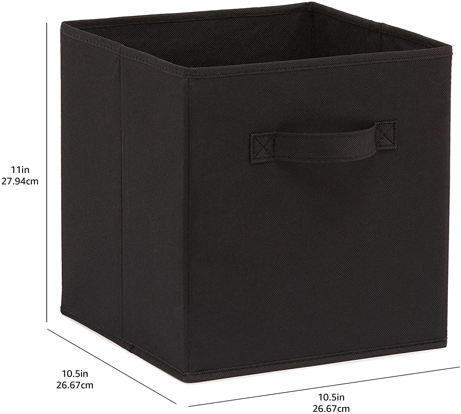 6-Pack Collapsible Fabric Storage Cubes with Handles – Solid Black Foldable Organizers for Closet, Shelves & Home Storage (26.6 × 26.6 × 27.9 cm)