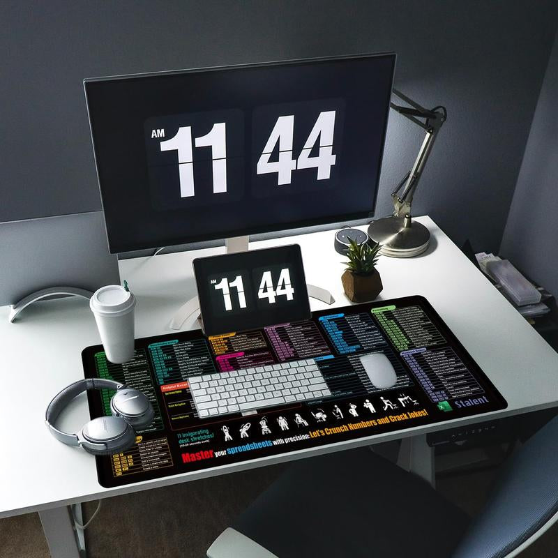 Large Excel Desk Mouse Pad – XXL Non-Slip Desk Mat with Spreadsheet Cheat Sheet for Office & Gaming (35.43" × 15.75")