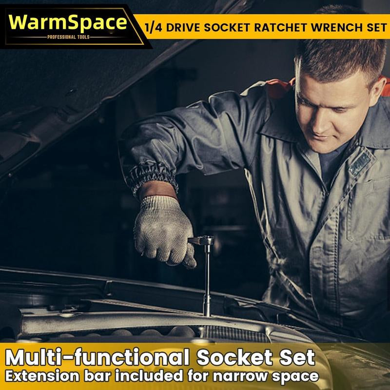 53/46-Piece Car Repair Tool Set – Ratchet Torque Wrench, Spanner, Screwdriver & Socket Combo Kit for Bicycle, Auto & Mechanic Use