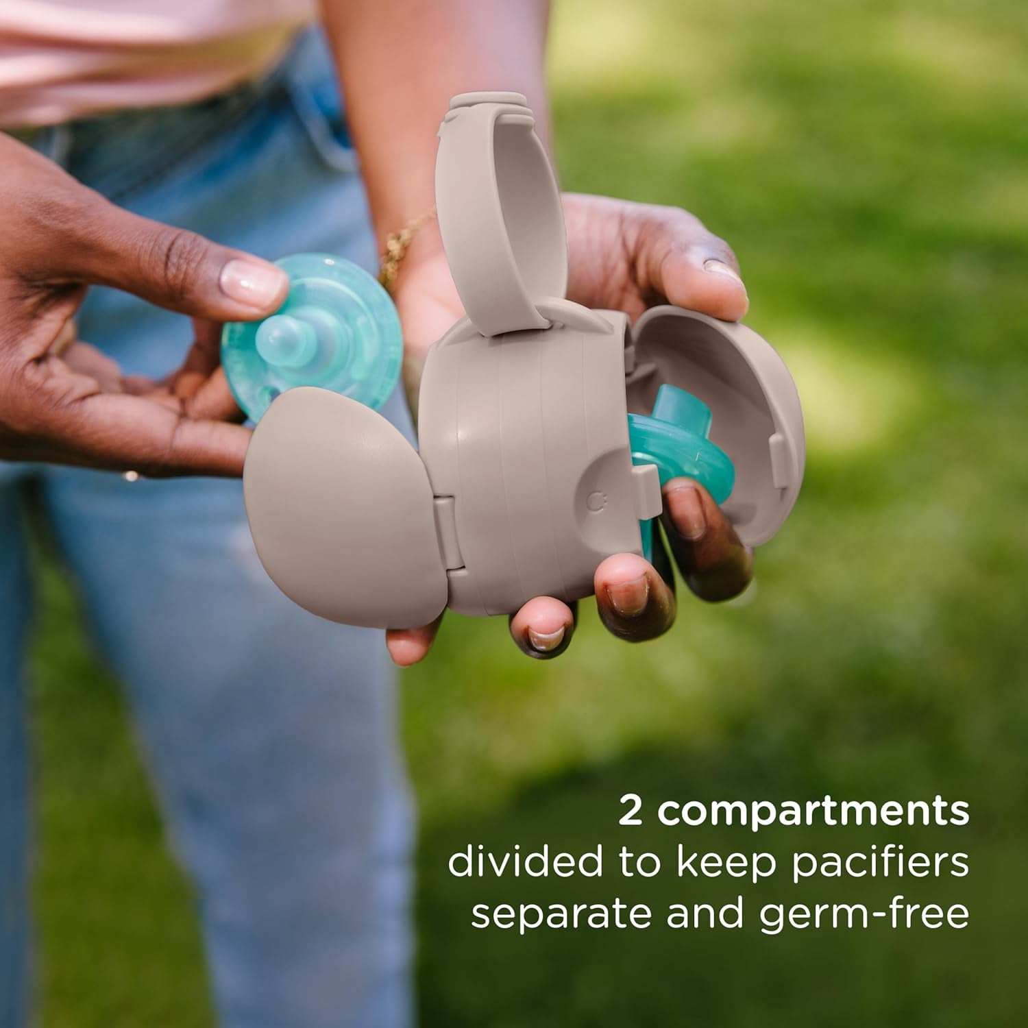 On-The-Go Dual Soother Pod – Portable Binky Holder for Travel & Nappy Bags, Keeps Baby’s Pacifiers Clean & Accessible – Taupe Newborn Must-Have
