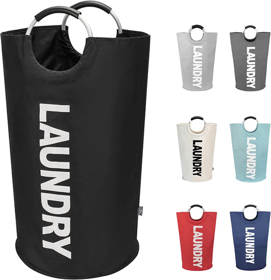 90L Large Collapsible Laundry Basket – Freestanding Tall Clothes Hamper & Foldable Washing Bin for Home, Dorm & Travel (Black)