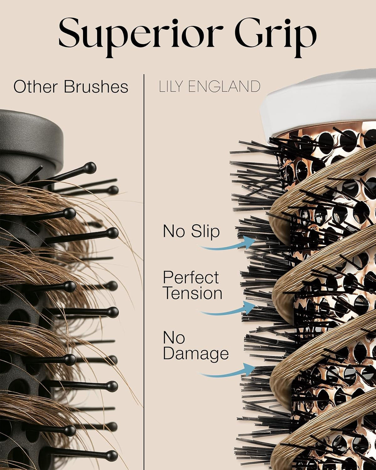4-Piece Round Hair Brush Set – Professional Blow Dry Kit with 3 Thermal Round Brushes & Styling Comb for Volume, Curling & Smoothing, Beauty Gift Set for Women