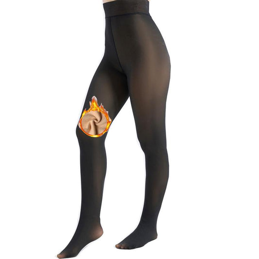 MueznaMuezna 5 SHADES Magic Fleece Lined Leggings – Closed Foot Tights with Light to Brown Fur  Plus Size Thermal Tights with Unique Metal Texture for Fall & Winter Comfort