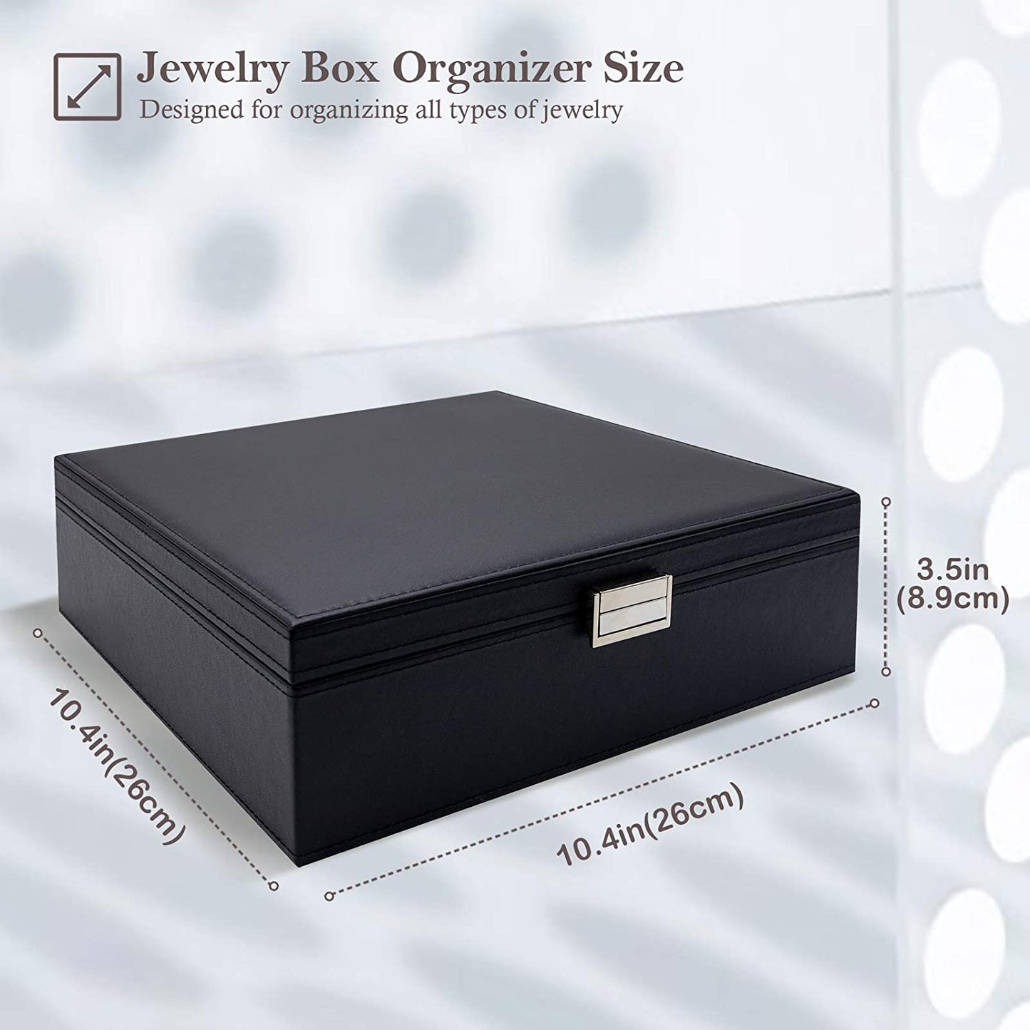 Large Jewellery Box Organiser – 2-Tier Black Storage Case with Removable Dividers for Earrings, Rings, Bracelets & Necklaces, Ideal Gift for Women