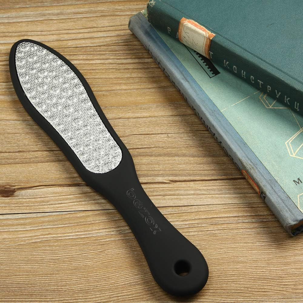 Premium Double-Sided Foot File – Heavy Duty Stainless Steel Pedicure Rasp for Cracked Heels & Callus Removal, Soft Silicone Handle