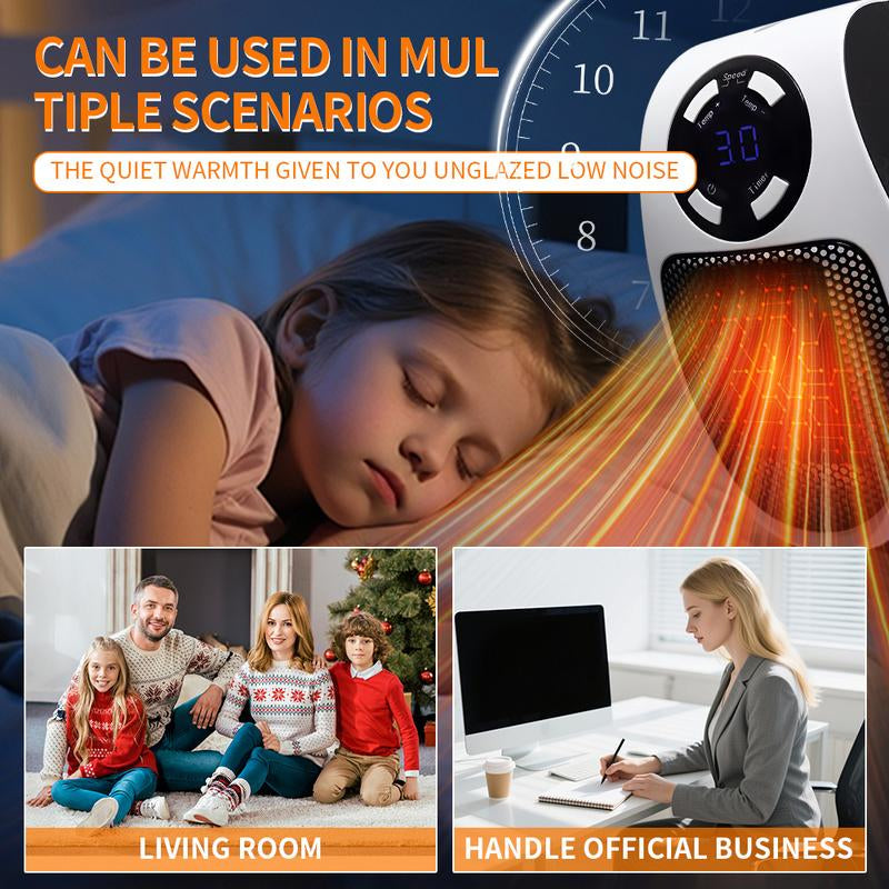 Portable Ceramic Convection Fan Heater – 2-Speed Settings, Power-Off Protection & Compact Design for Living Rooms, Bedrooms & Study Rooms