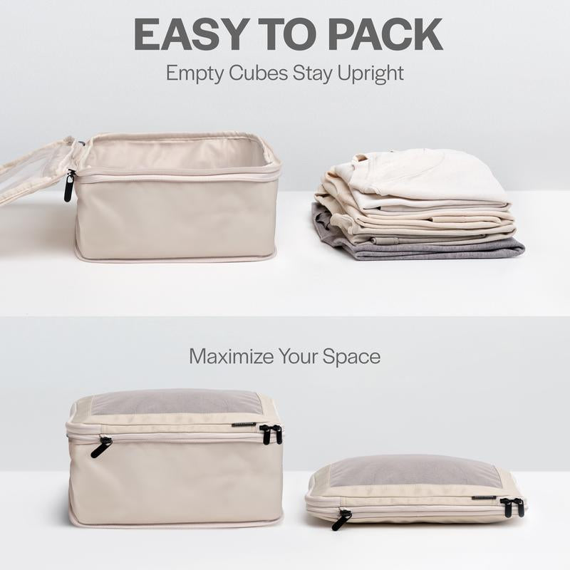 AEROTRUNK Compression Packing Cubes – Premium Nylon Twill Travel Organizers with Breathable Mesh, Double Zippers & Water-Resistant Design