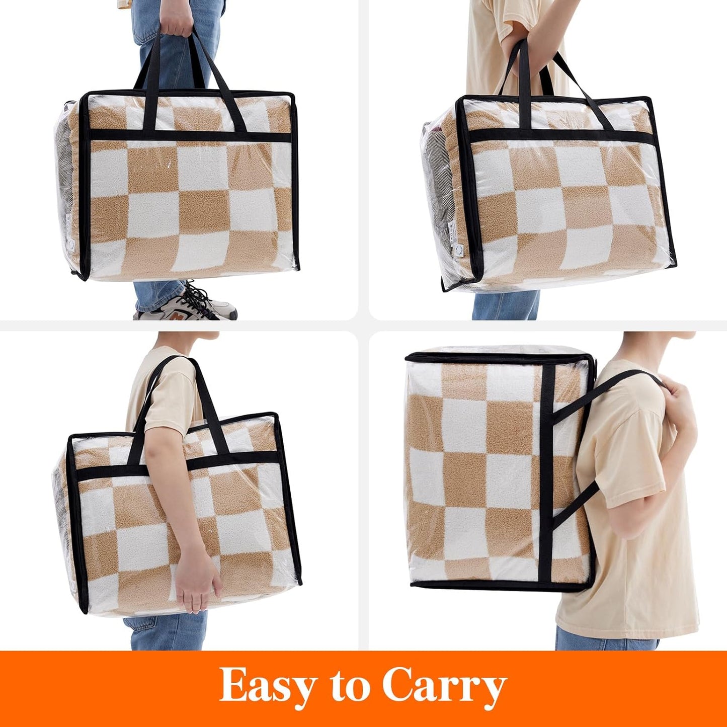 4-Pack Clear Heavy-Duty PVC Storage Bags – 40L Foldable Clothes Organizers with Reinforced Handles & Lids for Bedding, Wardrobe & Underbed Use