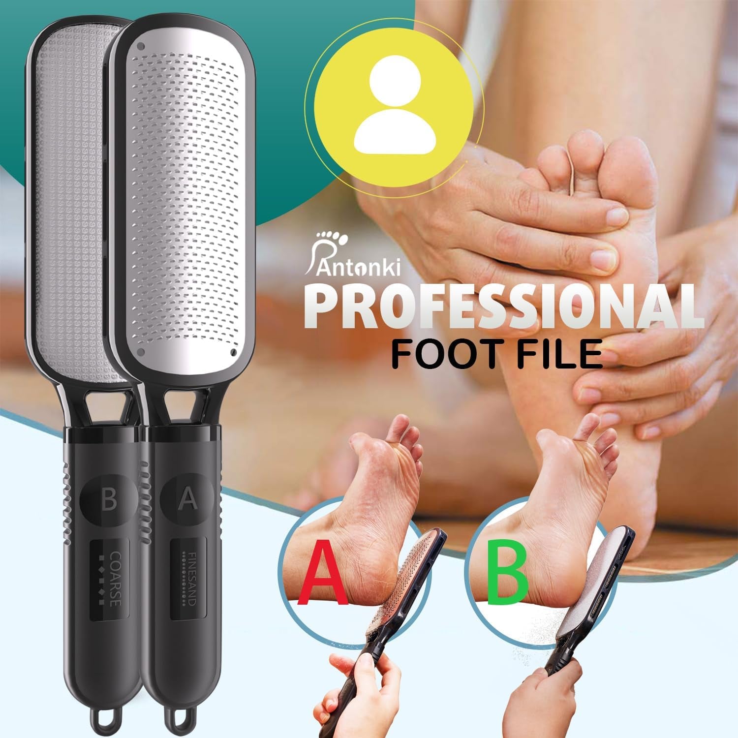 2-in-1 Foot File Scraper – Double-Sided Metal Callus Remover Pedicure Tool for Hard Skin, 1-Pack