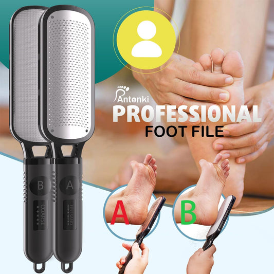 2-in-1 Foot File Scraper – Double-Sided Metal Callus Remover Pedicure Tool for Hard Skin, 1-Pack