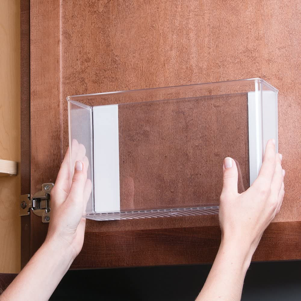 iDesign 66140 Large Affixx Adhesive Kitchen Organizer – Peel & Stick Strong-Hold Clear Storage Rack, X-Large