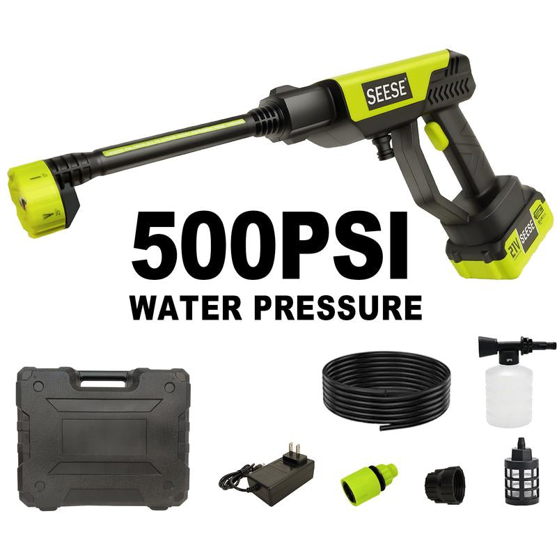 SEESE Cordless Pressure Washer – Portable Bottle-Compatible Power Cleaner with Single Port Charger Base for Car, Home & Garden Use