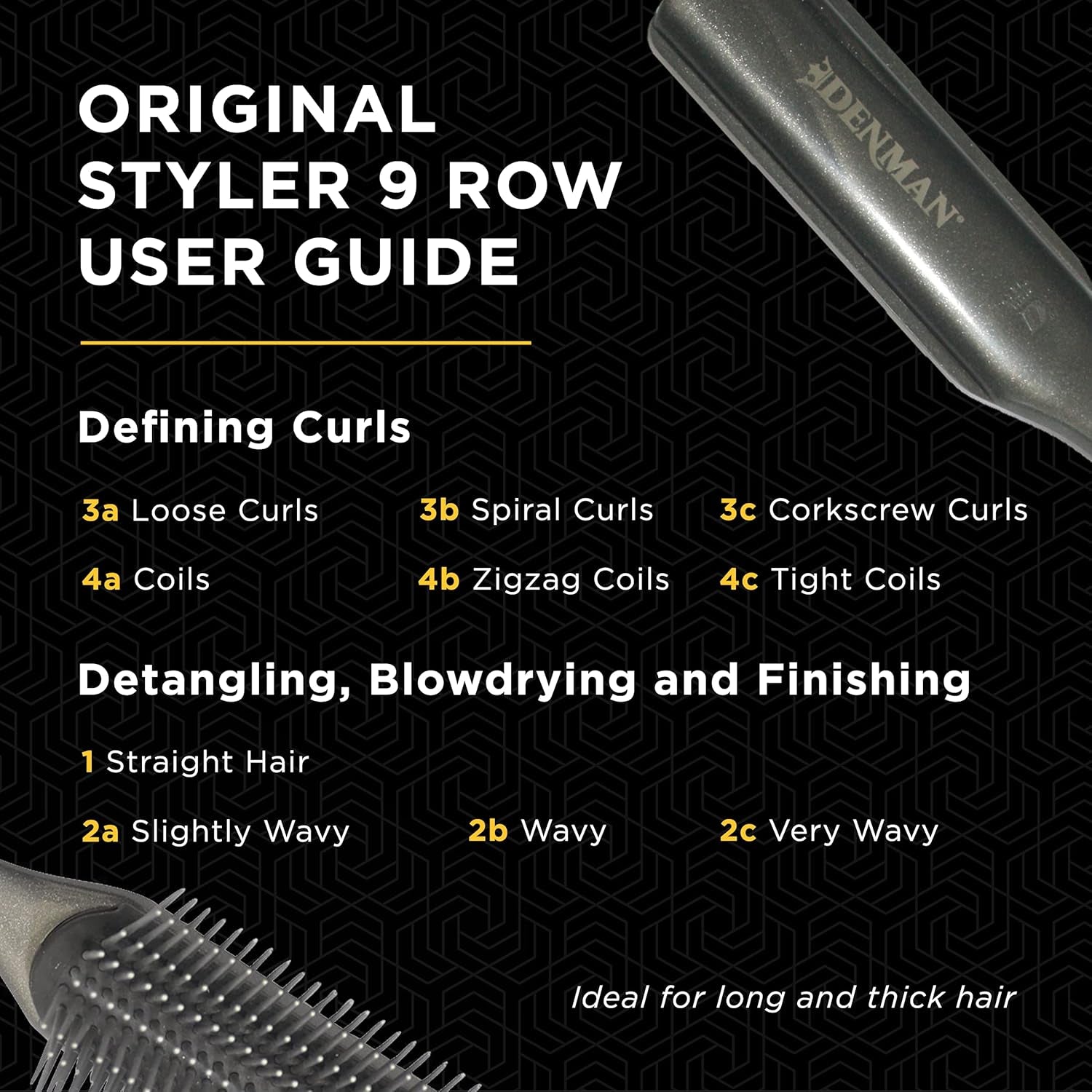 D4 Silver 9-Row Curly Hair Styling Brush – Professional Detangling & Curl Defining Brush for Long Hair, Women & Men