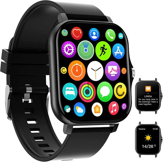 Smartwatch 2025 – Full HD Touchscreen Waterproof Fitness Tracker with Heart Rate & Sleep Monitor  Music, Alarm, Sports Modes  Compatible with Android & iPhone