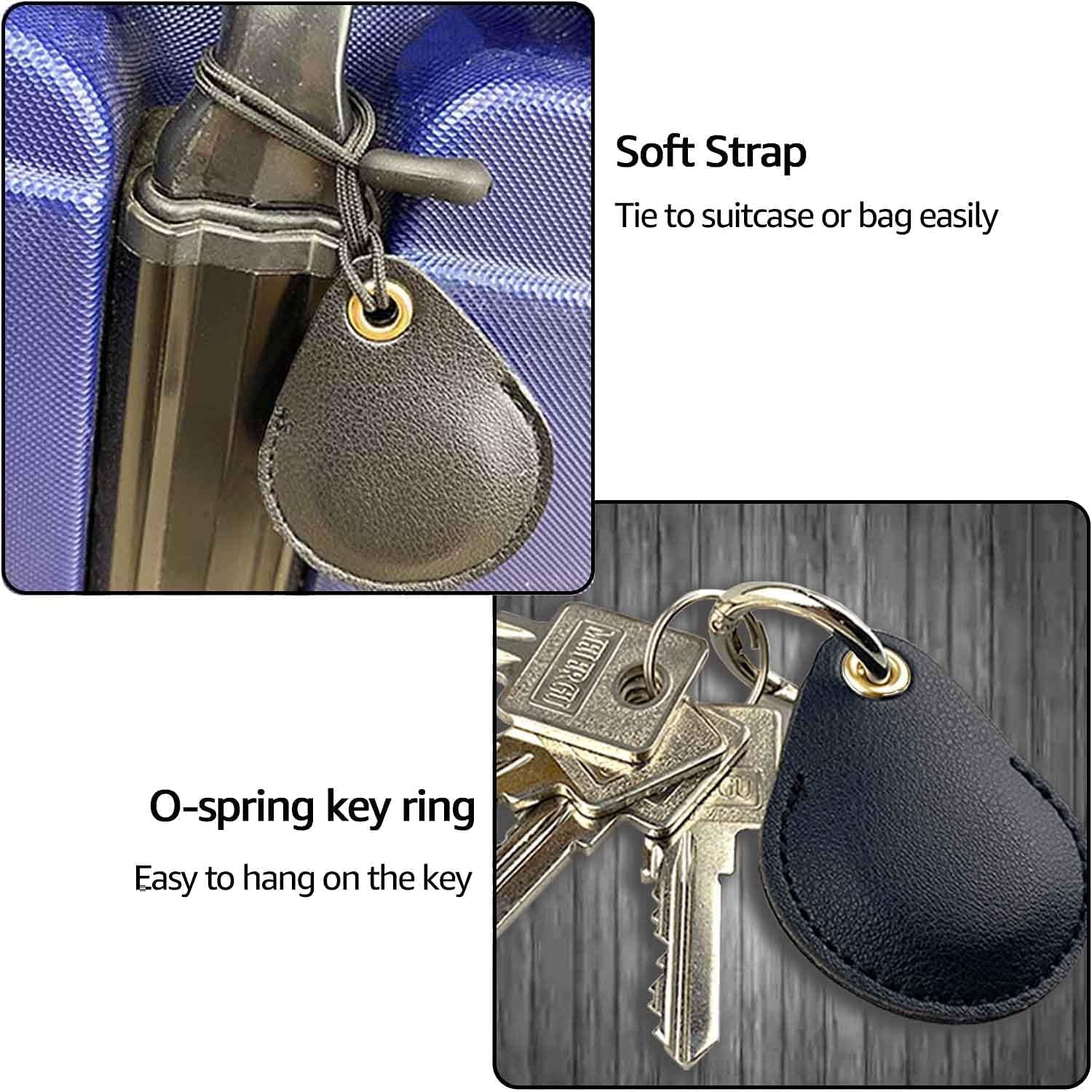 AirTag Keyring Holder – 4-Pack Leather GPS Tracker Case with Carabiner, Compatible with Apple Item Finder & Key Fob Organizer