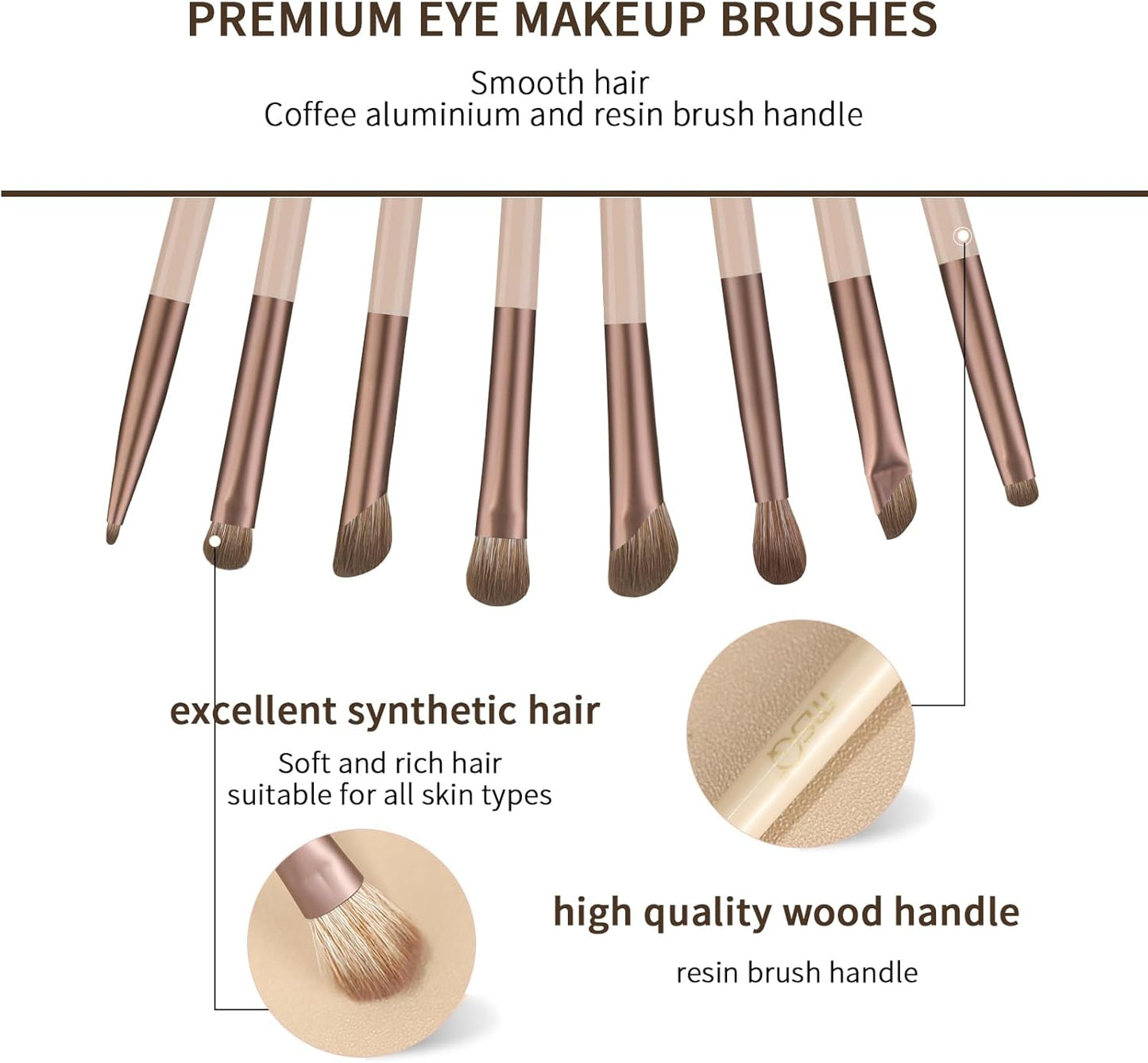8-Piece Eye Makeup Brush Set – Premium Synthetic Brushes for Eyeshadow, Eyeliner, Eyebrow & Blending