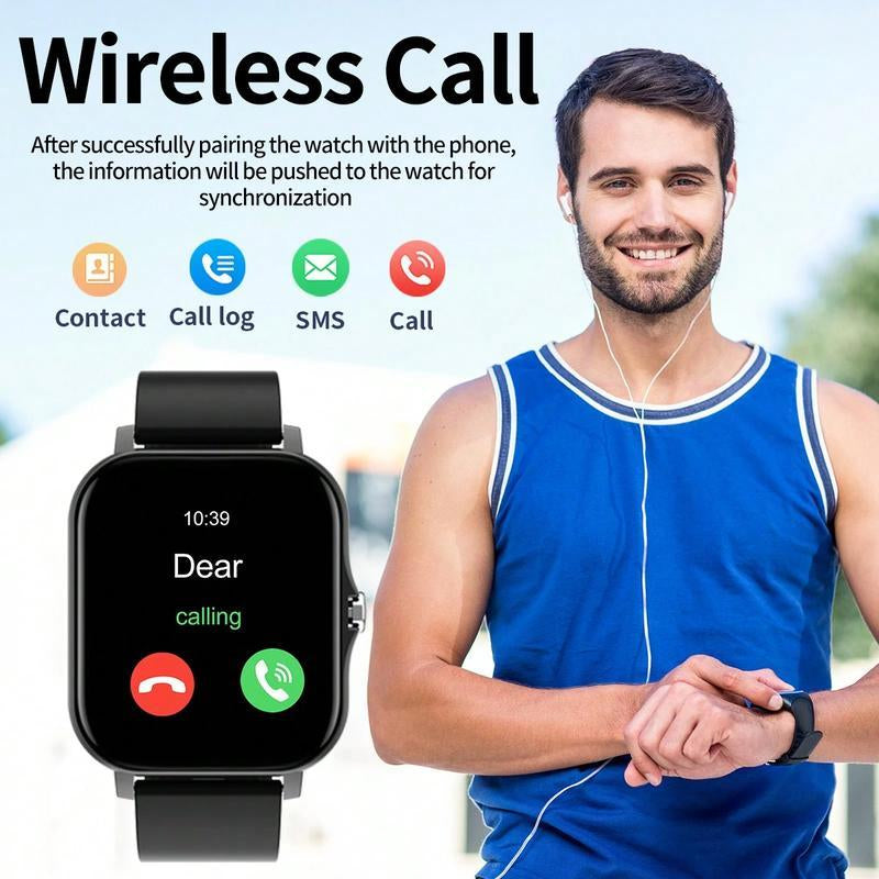 Smartwatch 2025 – Full HD Touchscreen Waterproof Fitness Tracker with Heart Rate & Sleep Monitor  Music, Alarm, Sports Modes  Compatible with Android & iPhone