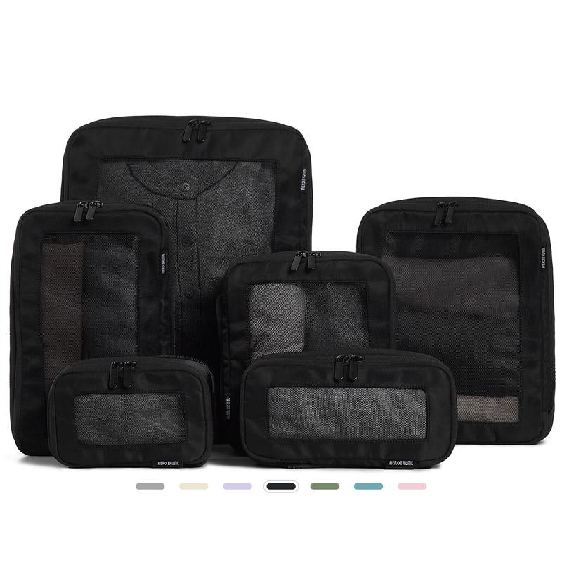 AEROTRUNK Compression Packing Cubes – Premium Nylon Twill Travel Organizers with Breathable Mesh, Double Zippers & Water-Resistant Design