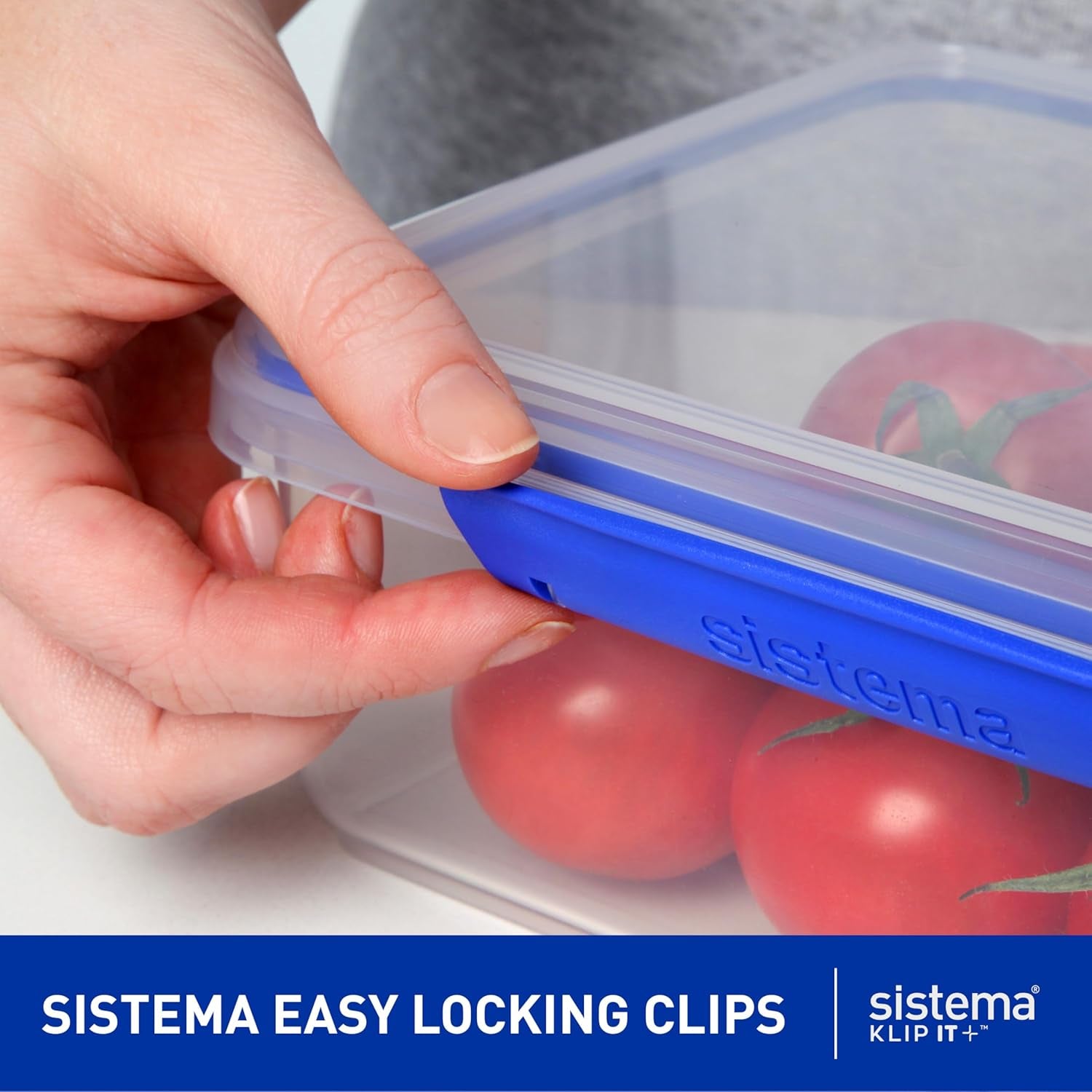 KLIP IT 7L Food Storage Container – Stackable BPA-Free Plastic Box with Airtight Lid & Blue Clips for Fridge/Freezer