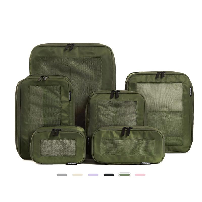AEROTRUNK Compression Packing Cubes – Premium Nylon Twill Travel Organizers with Breathable Mesh, Double Zippers & Water-Resistant Design