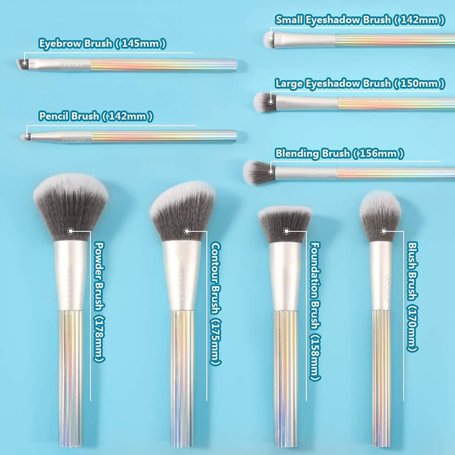 AURORA 9-Piece Makeup Brush Set with Gift Bag – Premium Synthetic Kabuki Brushes for Foundation, Blending, Powder, Blush, Concealer & Eyeshadow