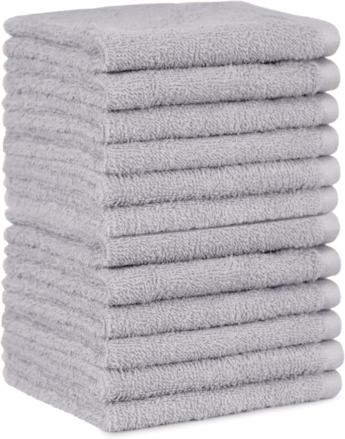 12-Pack Grey Face Towels – 100% Cotton Extra Absorbent Washcloths, Fast-Drying Salon Towels for Bathroom (30×30 cm)