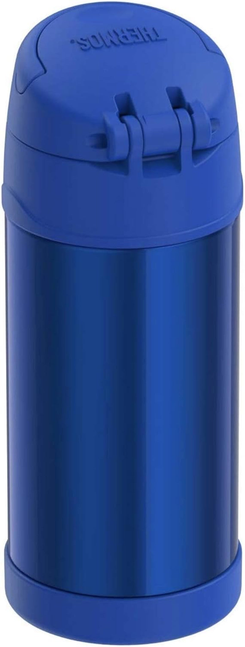 Thermos Funtainer 12-Ounce Bottle – Vacuum Insulated Stainless Steel Kids Water Bottle with Straw, Blue
