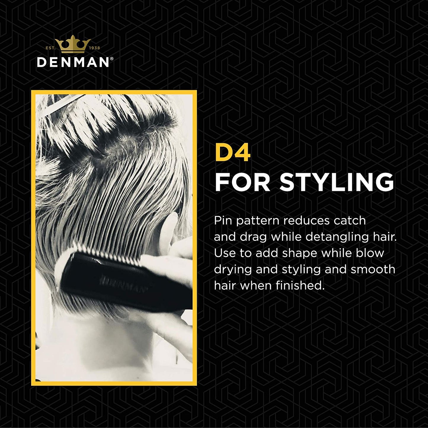 D4 Silver 9-Row Curly Hair Styling Brush – Professional Detangling & Curl Defining Brush for Long Hair, Women & Men
